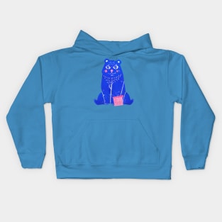 Blue Christmas Bear Kids Hoodie